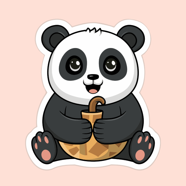 熊猫喝饮料 Svg File